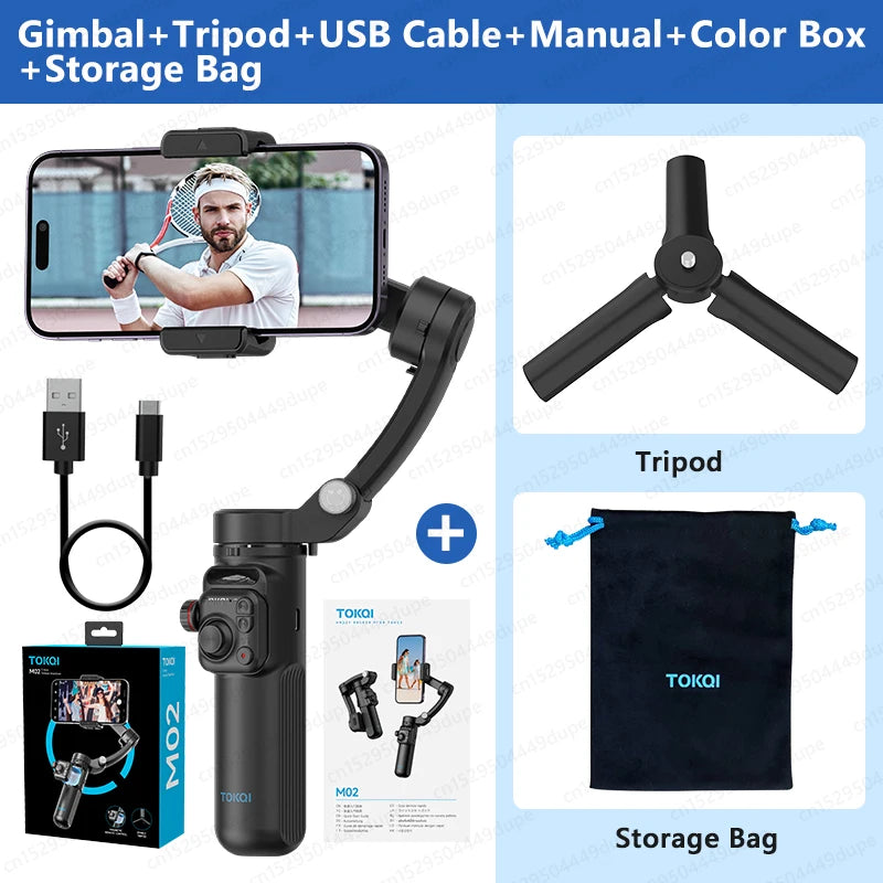 3-Axis Handheld Gimbal Stabilizer for Smartphone Iphone Android Mobile Phone anti Shake Video Recording, with Removable Remote