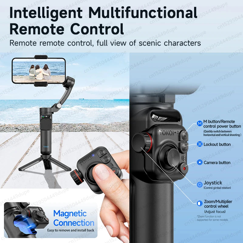3-Axis Handheld Gimbal Stabilizer for Smartphone Iphone Android Mobile Phone anti Shake Video Recording, with Removable Remote