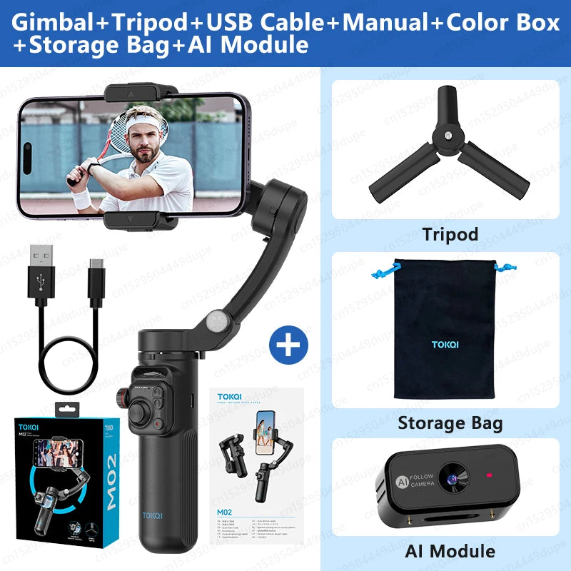 3-Axis Handheld Gimbal Stabilizer for Smartphone Iphone Android Mobile Phone anti Shake Video Recording, with Removable Remote