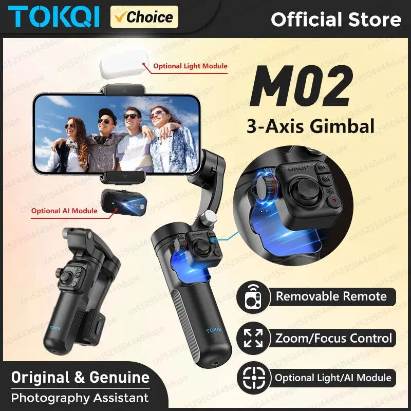 3-Axis Handheld Gimbal Stabilizer for Smartphone Iphone Android Mobile Phone anti Shake Video Recording, with Removable Remote