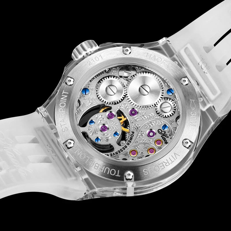 Haofa k9 watermelon crystal watch luxury skeleton tourbillon watch sapphire glass