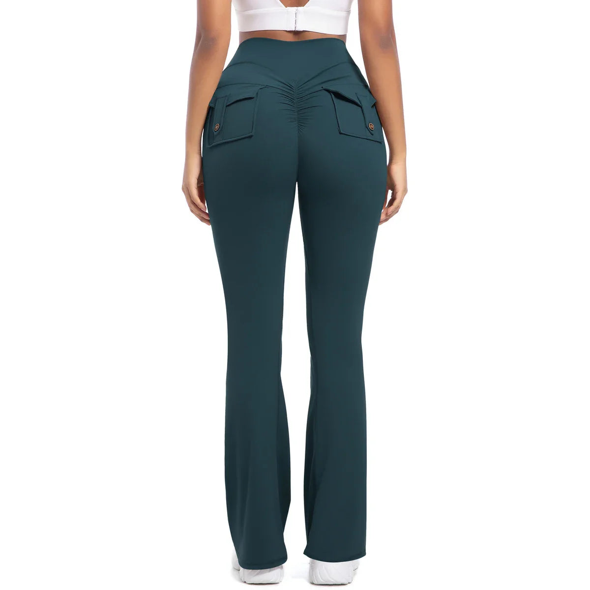 Women Flare pocket leggings high waist Breathable street style