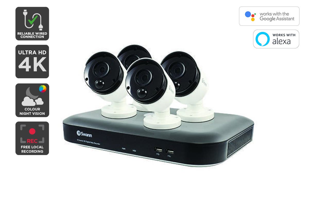 NNEKG 4 Channel DVR with 4 x 4K Ultra HD Heat & Motion Detection Security Cameras System (SWDVK 455804)-1
