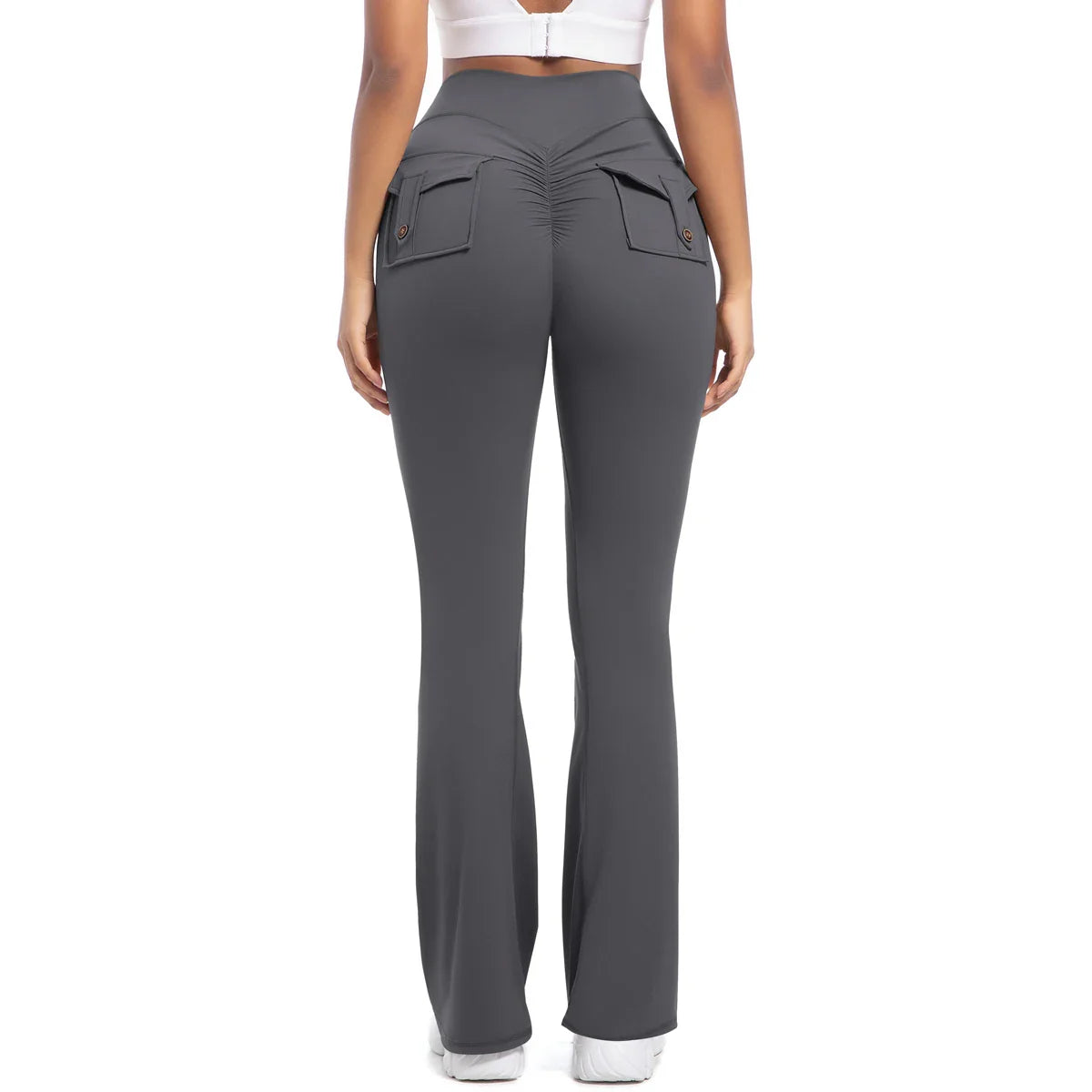 Women Flare pocket leggings high waist Breathable street style