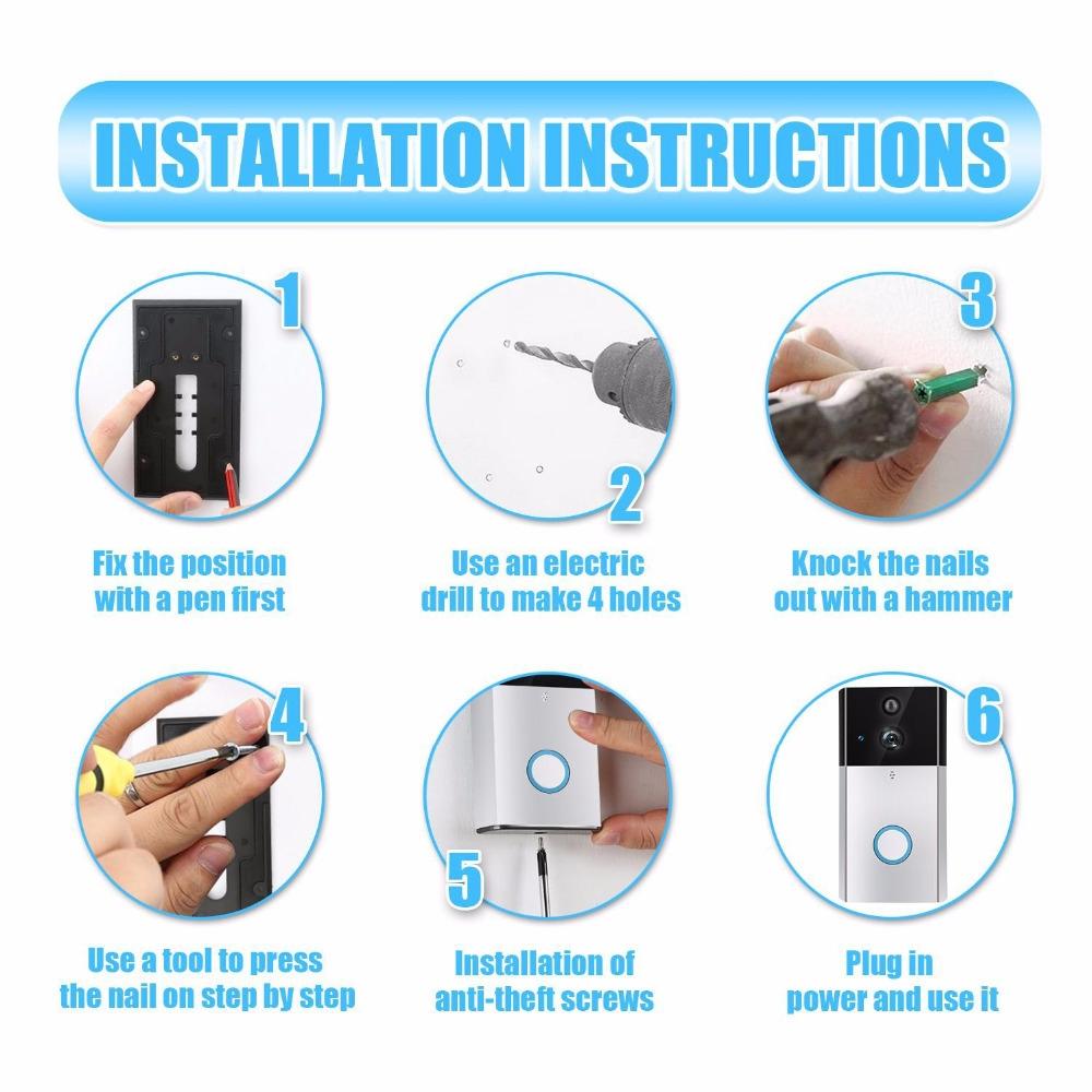 NNEDSZ Smart Wifi Video Doorbell With Night Vision & Motion Detection - Silver-3