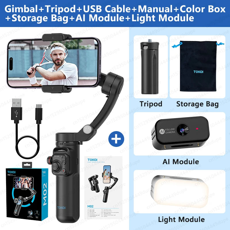 3-Axis Handheld Gimbal Stabilizer for Smartphone Iphone Android Mobile Phone anti Shake Video Recording, with Removable Remote
