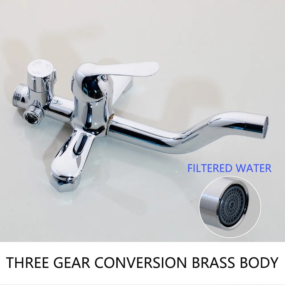 Luxury Chrome Polished Rainfall Wall Mounted Bathroom Shower Faucet Set Adjust Height Handle Shower Mixer Water Tap