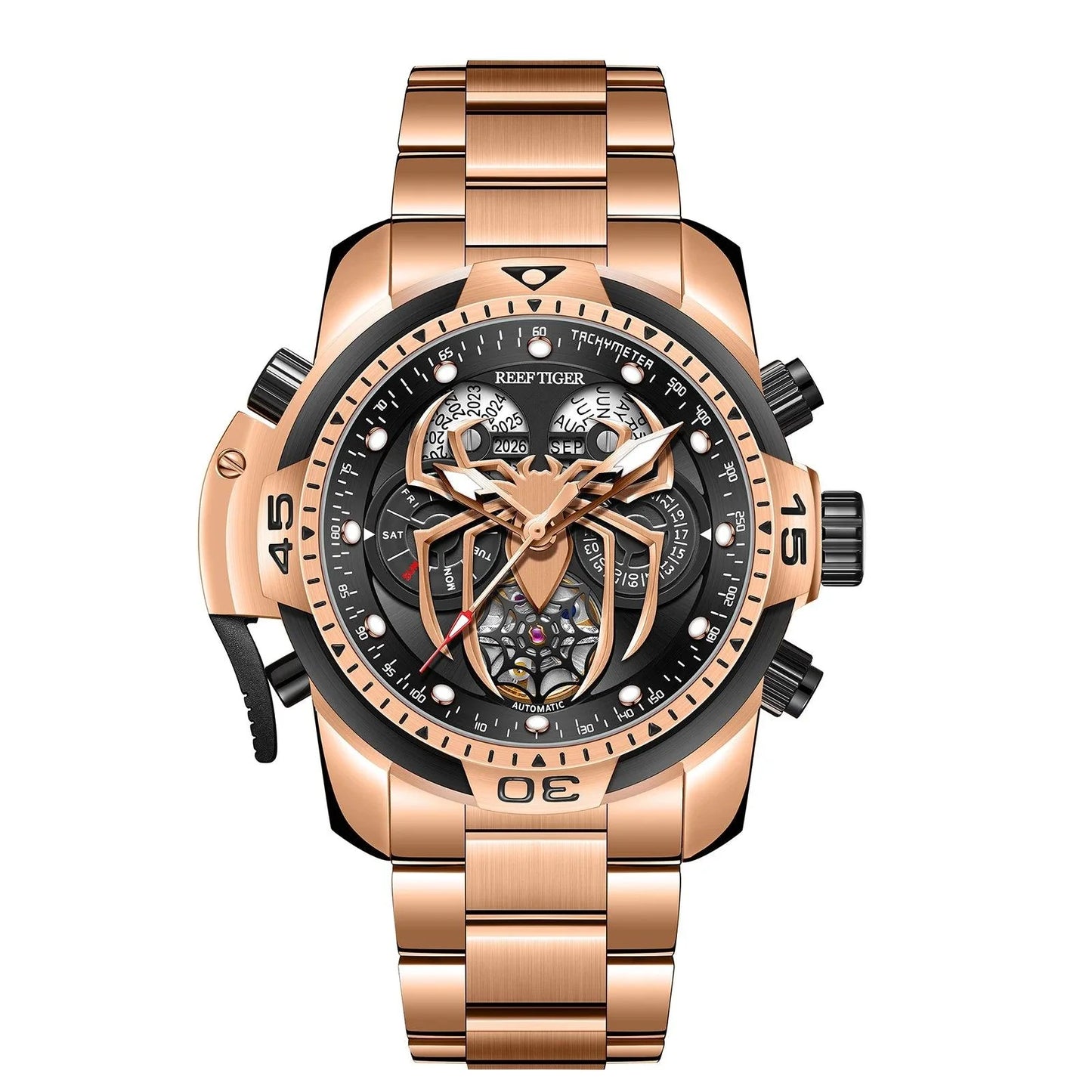 REEF TIGER design sport automatic watch spider dial