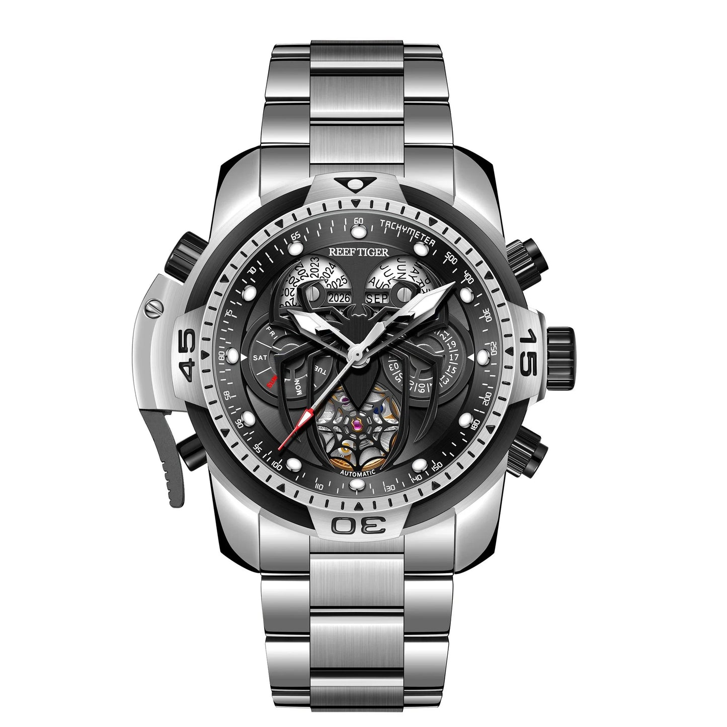 REEF TIGER design sport automatic watch spider dial