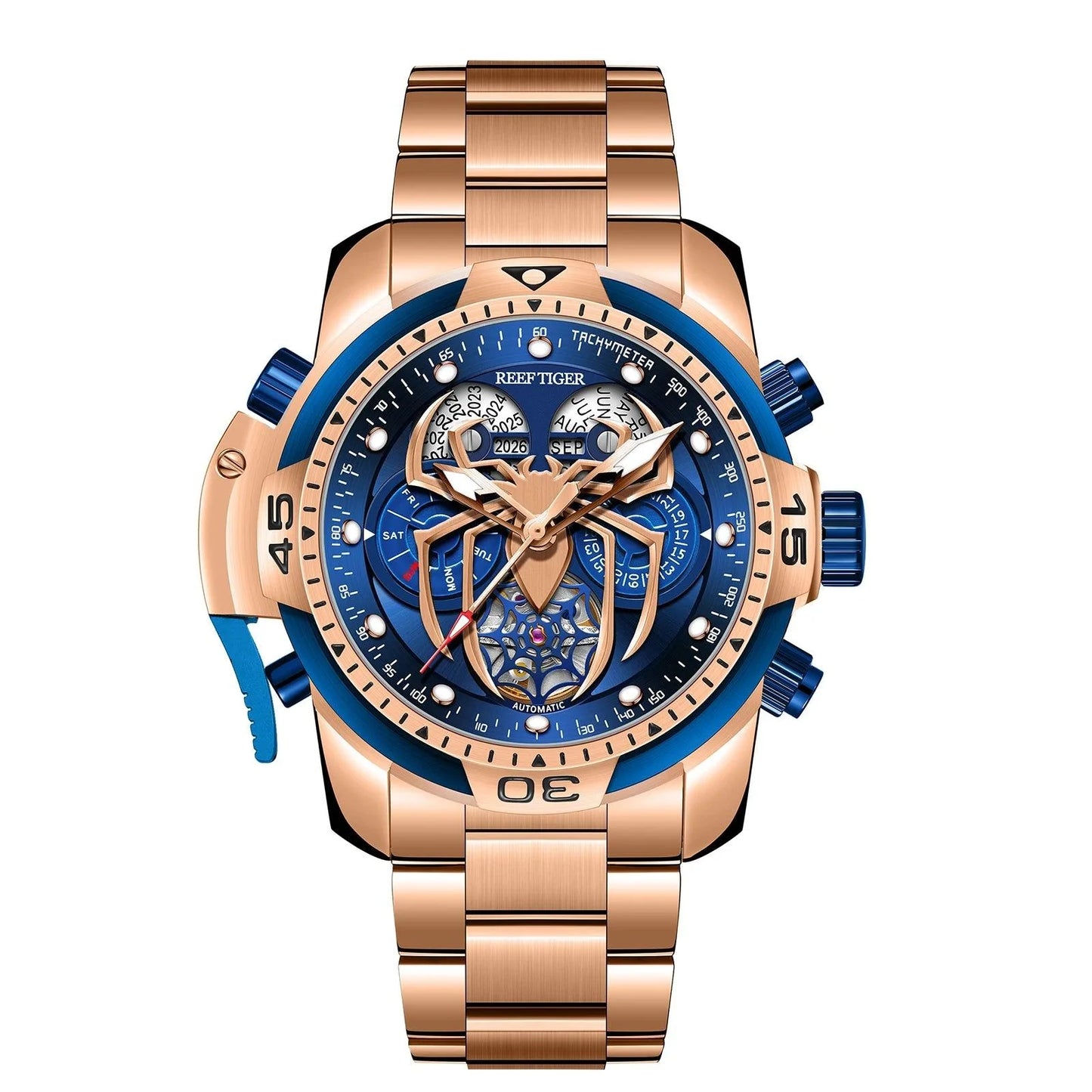 REEF TIGER design sport automatic watch spider dial