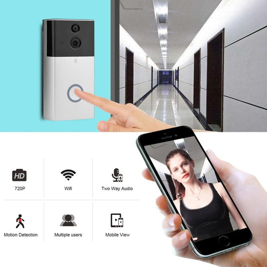NNEDSZ Smart Wifi Video Doorbell With Night Vision & Motion Detection - Silver-0