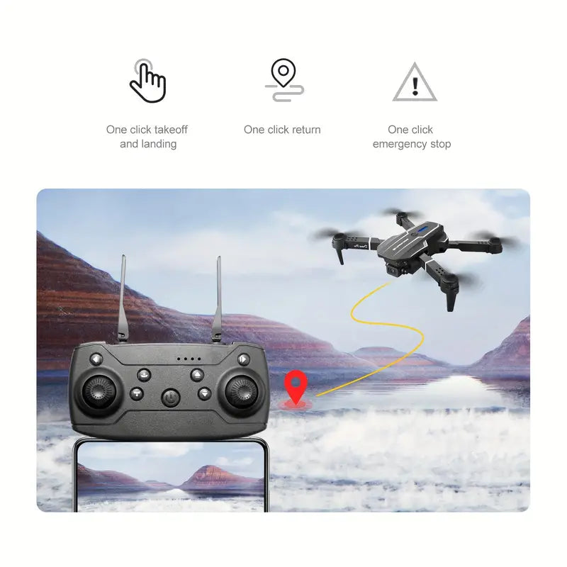 E88 Quadcopter UAV Drone with Dual HD Cameras - Black (HD Dual Camera)-4